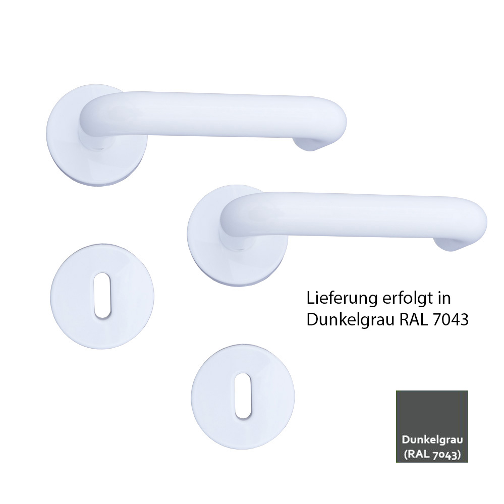 Nylon-Rosetten-BB-Drückergarnitur/Farbe:dunkelgrau mit U-Formdrücker 8 mm / BB-gelocht