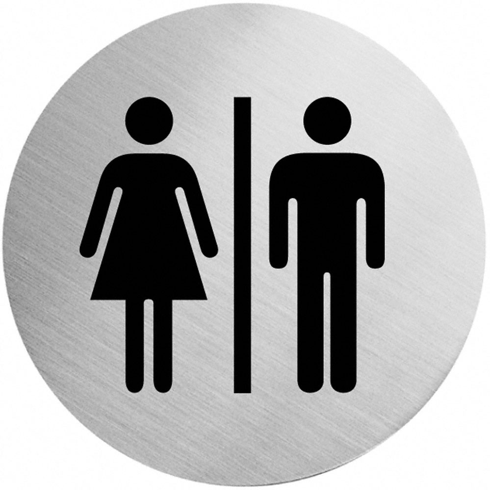 Selbstklebende Türschilder "WC Damen + Herren" Art.-Nr.: 7036 EDELSTAHL, 60 mm Durchmesser