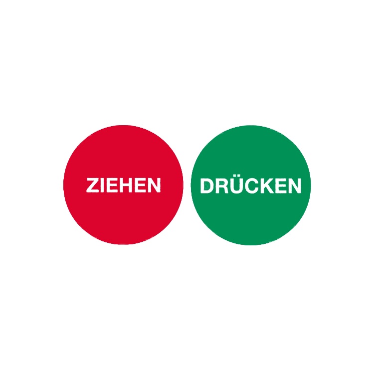 Folienschilder / 2-seitig bedruckt "Drücken/Ziehen" / 100mm Durchm.