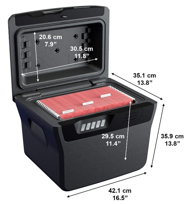 Feuersichere Dokumentenbox Nr. FHW40300 für DIN A4 / 30 Minuten feuerbeständig /18,5 Liter