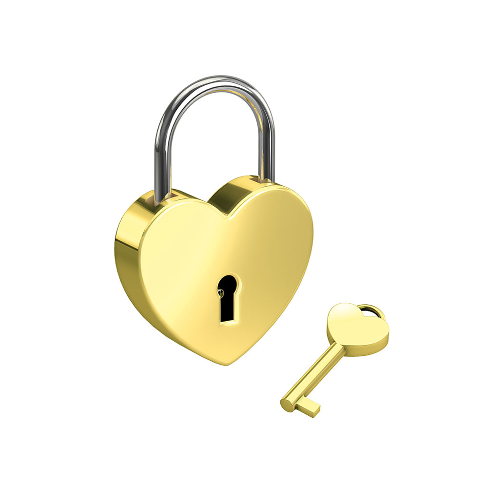 Herz-Vorhangschloss / inkl. 1 Schlüssel gravurfähig / Messing-poliert