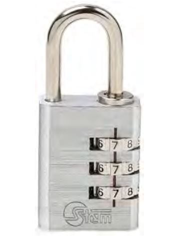 Aluminium-Vorhangschloss mit Zahlenkombination 30 mm / Farbe: alu-silberfarbig