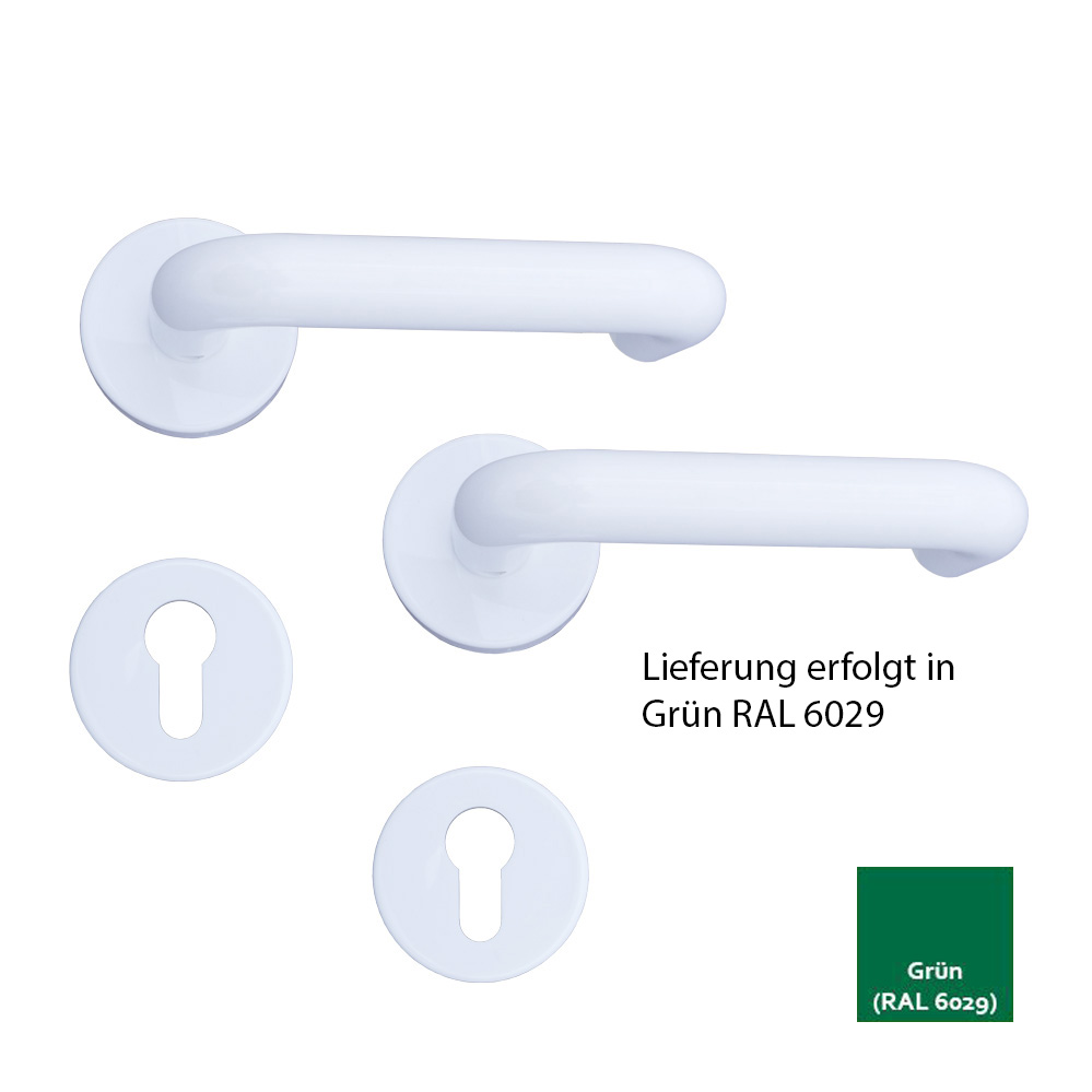 Nylon-Rosetten-PZ-Drückergarnitur / Farbe: grün mit U-Formdrücker 8 mm / PZ-gelocht