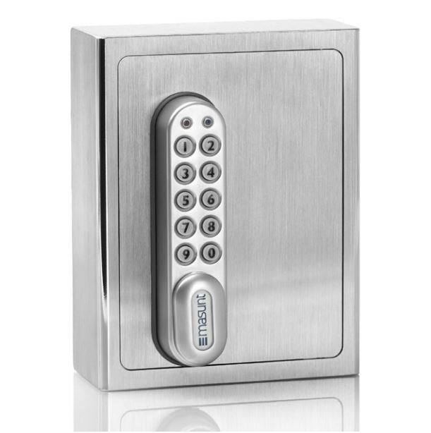 Schlüsselsafe in Edelstahl V2A gebürst Nr. 1120 E 1er Variante / mit Elektronikschloss Schlüsselsafe in Edelstahl V2A gebürst Nr. 1120 E 1er Variante / mit Elektronikschloss
