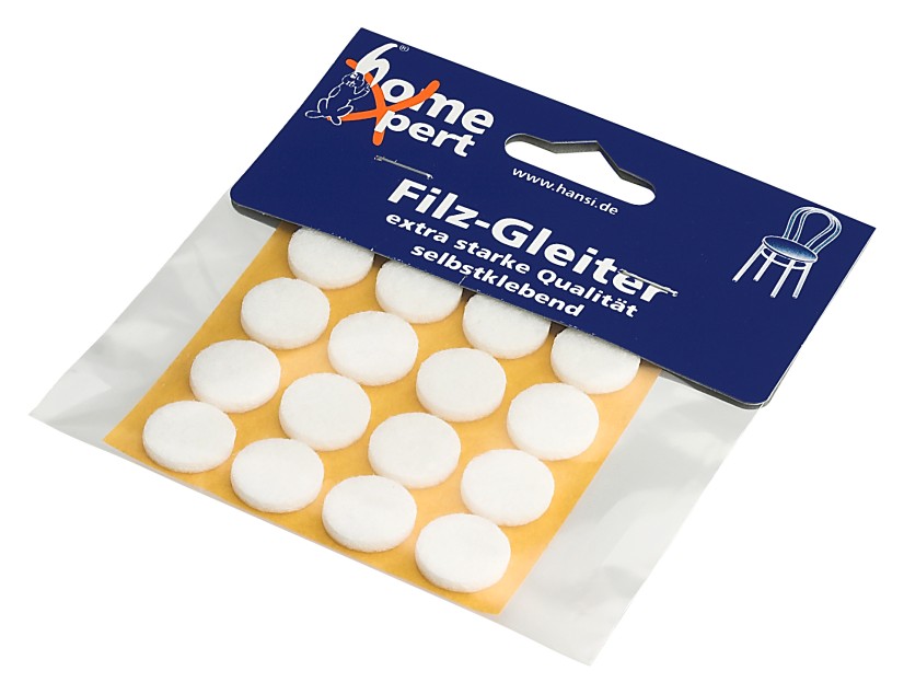 Filzgleiter rund / selbstklebend / Durchm.= 17 mm 1 Set = 20 Stück / weiß