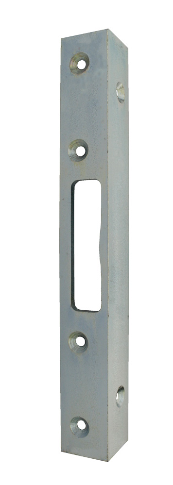 Winkelschließbleche für Zusatzschlösser mit käntigem Riegelloch, 200x25x25x3 mm, verzinkt