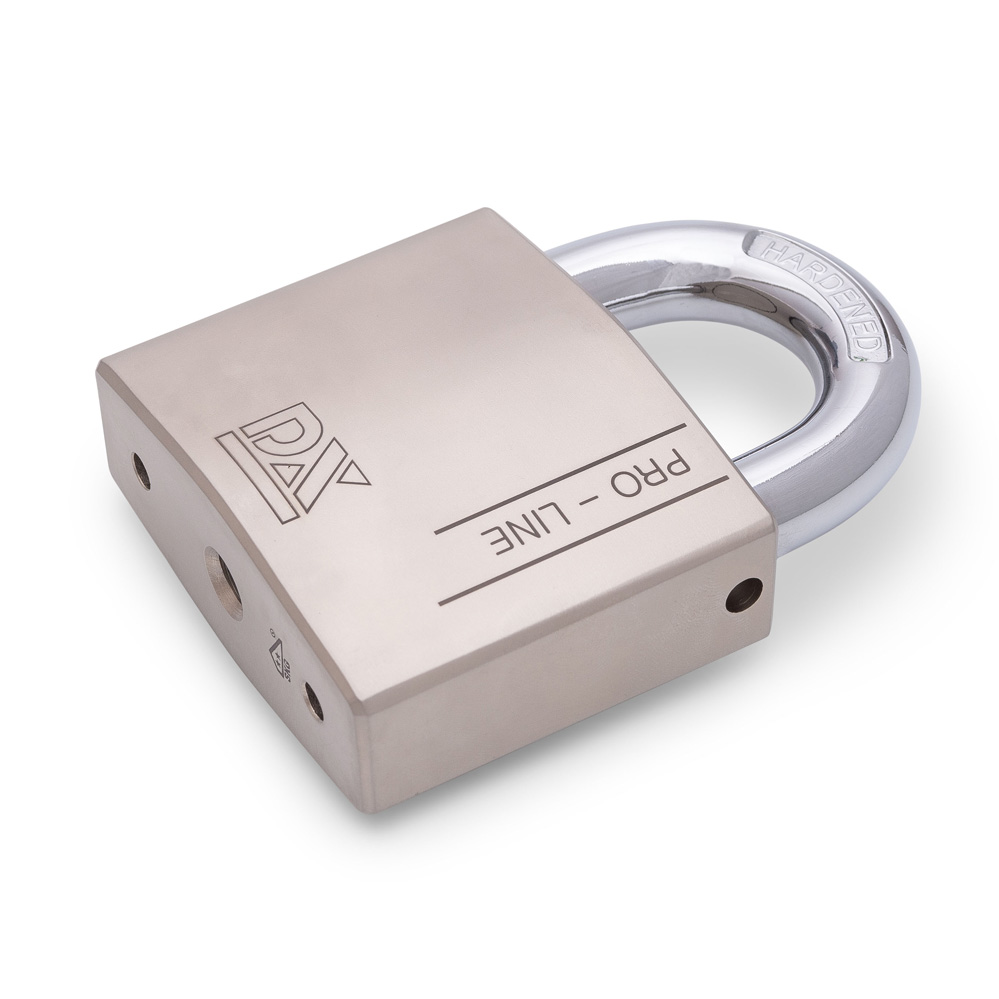 PRO-LINE Vorhängeschloss Serie 60 / silberfarbig gehärteter Bügel (12mm Durchm.) 360 Grad drehbar