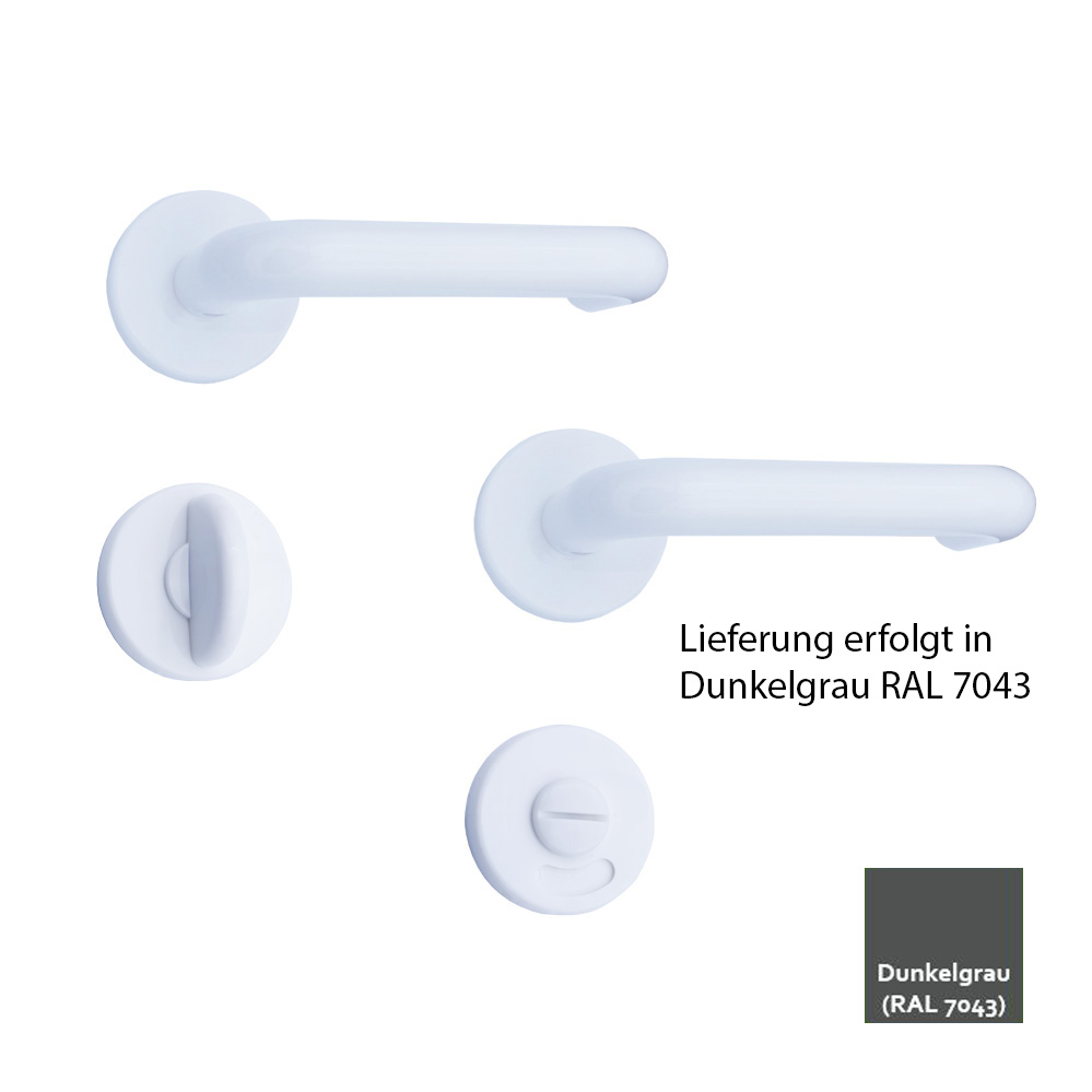 Nylon-Rosetten-WC-Drückergarnitur/Farbe:dunkelgrau mit U-Formdrücker 8 mm / mit WC-Knebel