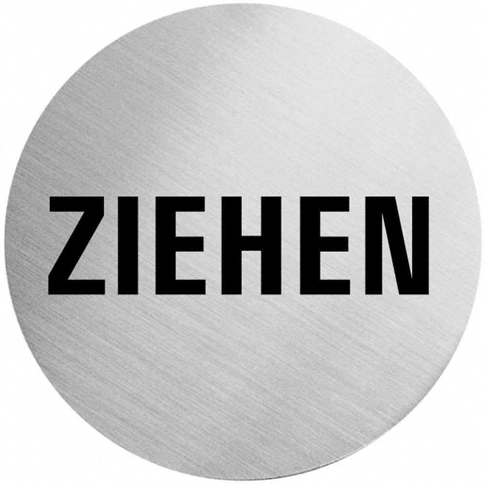 Selbstklebende Türschilder "Ziehen" Art.-Nr.: 7046 EDELSTAHL, 60 mm Durchmesser