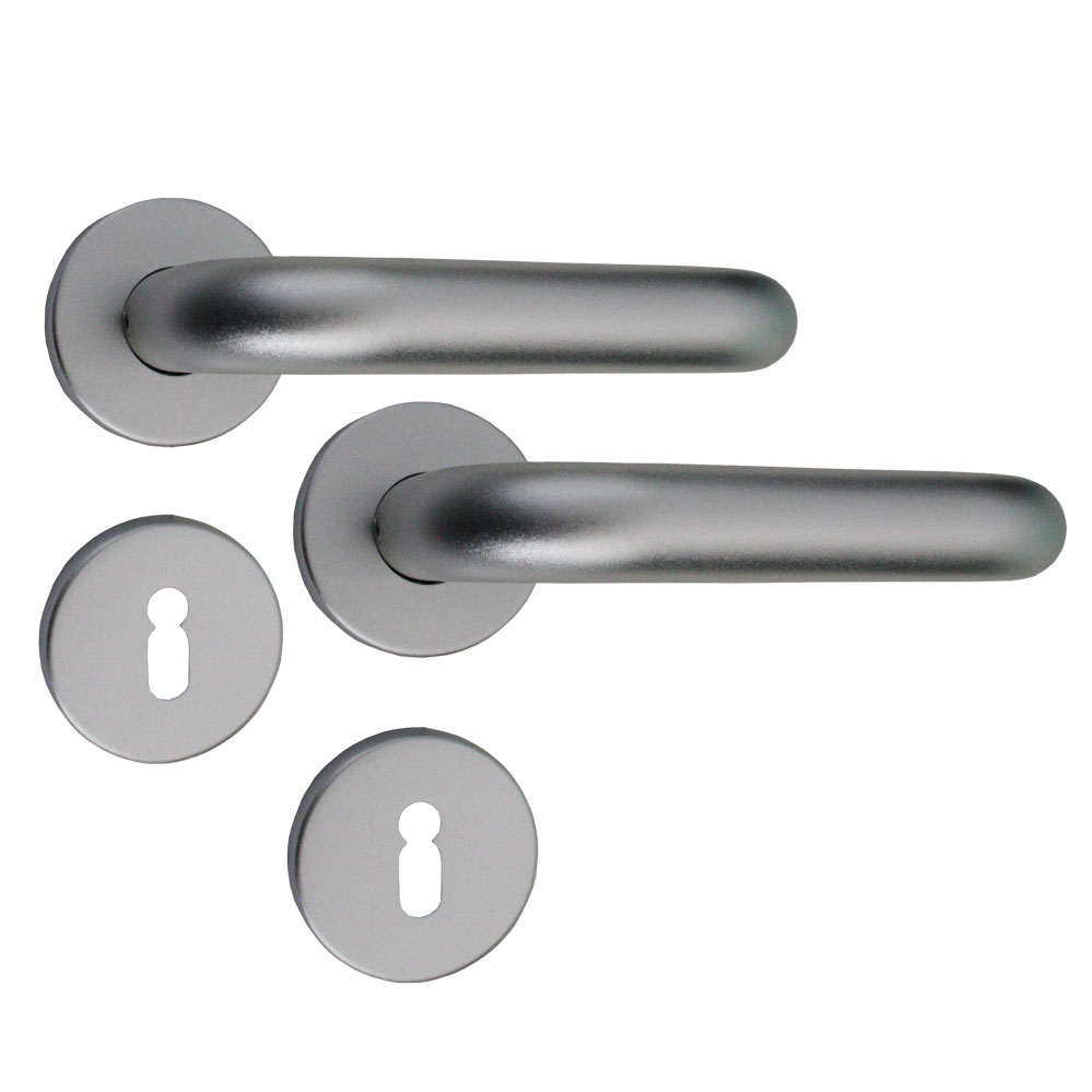 Ztr.-Rosetten-Drückergarnitur / 8 mm BB-gelocht / Nr. 157500-BB / F1-elox. Ztr.-Rosetten-Drückergarnitur / 8 mm BB-gelocht / Nr. 157500-BB / F1-elox.