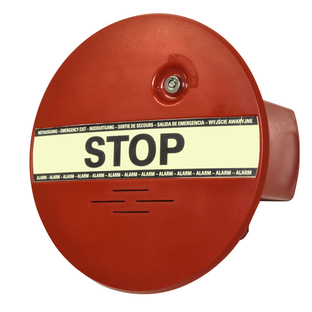 DEXCON (für Türen+Fenster) rot / 199,5 mm Durchm. inkl. 9V Batterie,Schlüsselschalter + 2 Schlüssel