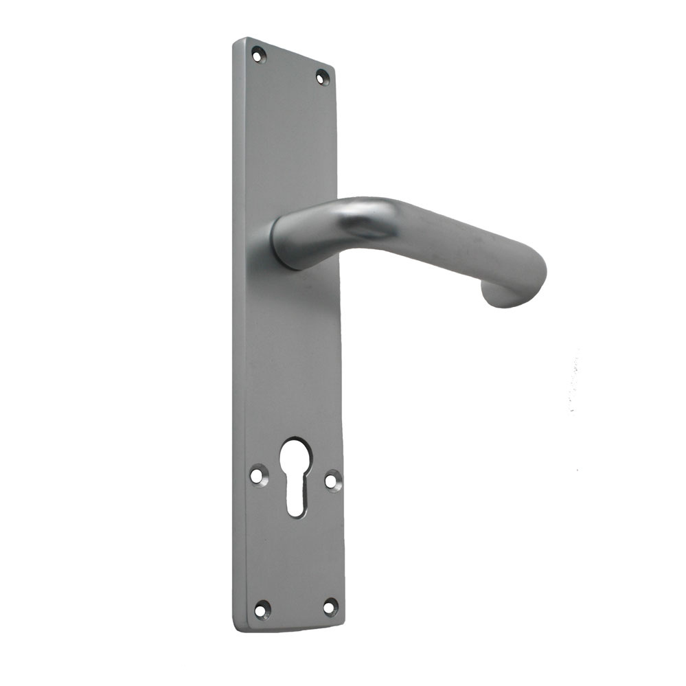 Alu-Guss-Langschild (250x53mm) mit U-Form- Drücker festdrehbar / geb. f. M6-Außenrosette/72mm