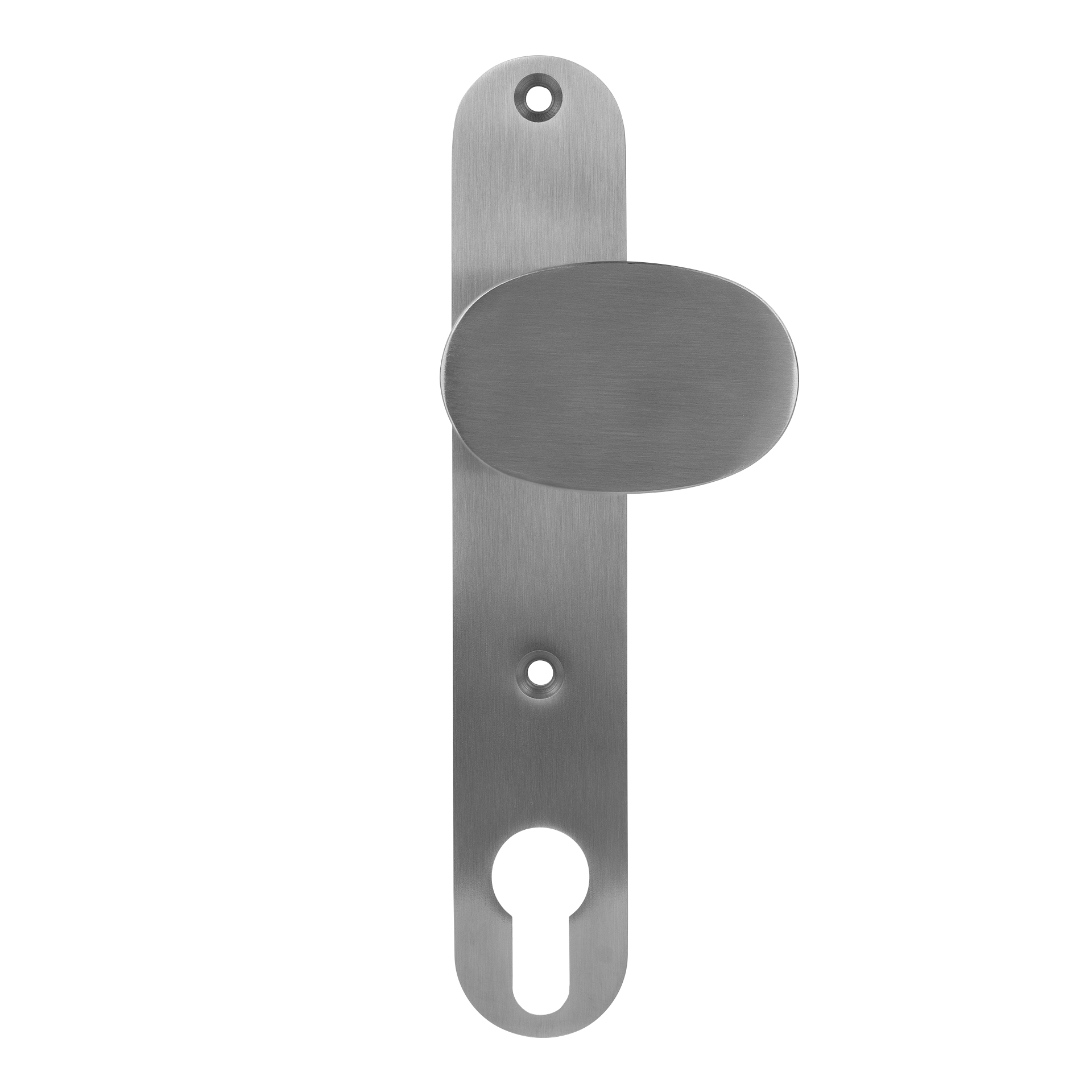 Knopfschild "Oval" für Rohrrahmenschloss 92 mm / Lochabstand = 105 mm / Edelstahl / fest