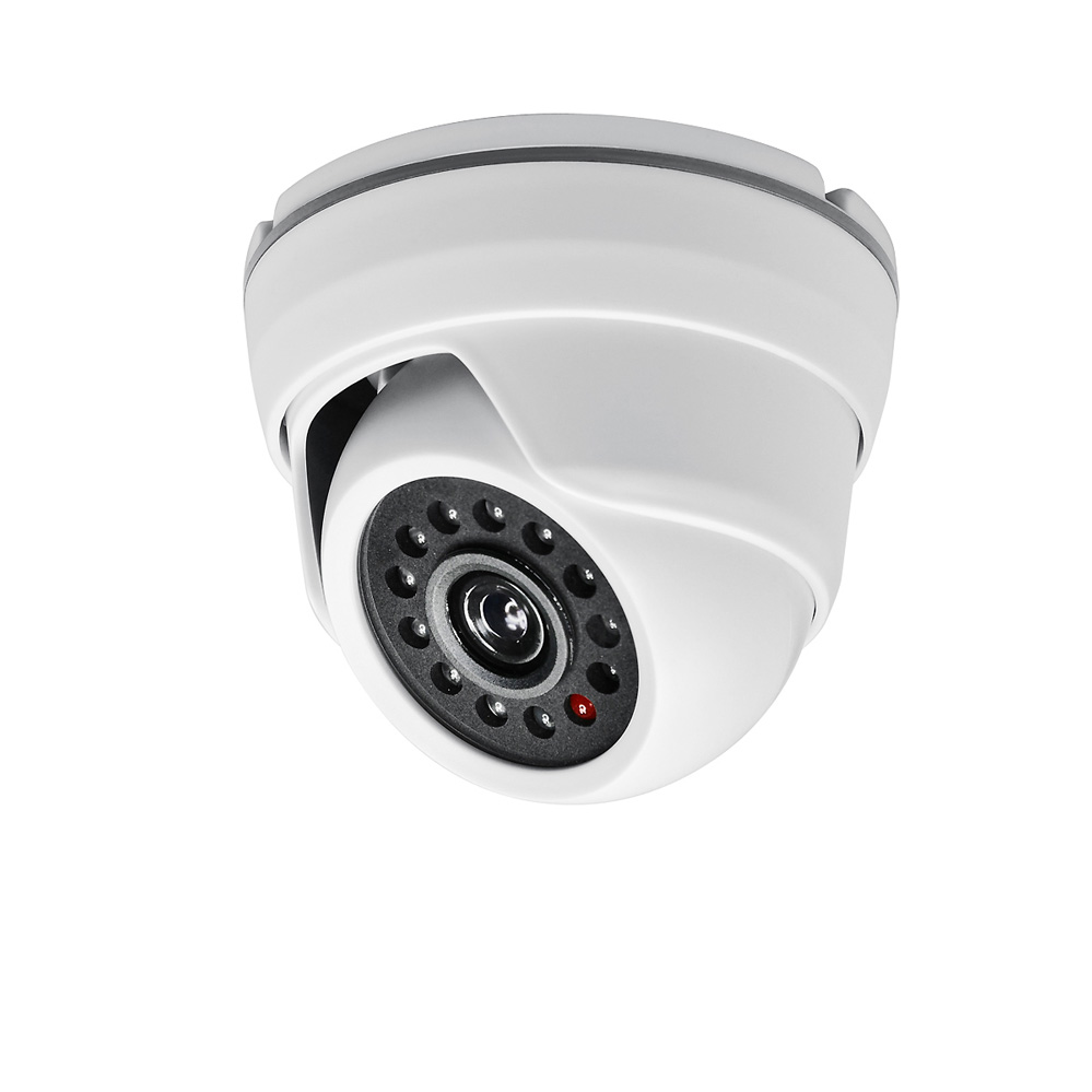 Kamera-Attrappe Nr. KA09 in Kugeldesign / weiß inkl. Blinklicht und Warnaufkleber, für innen