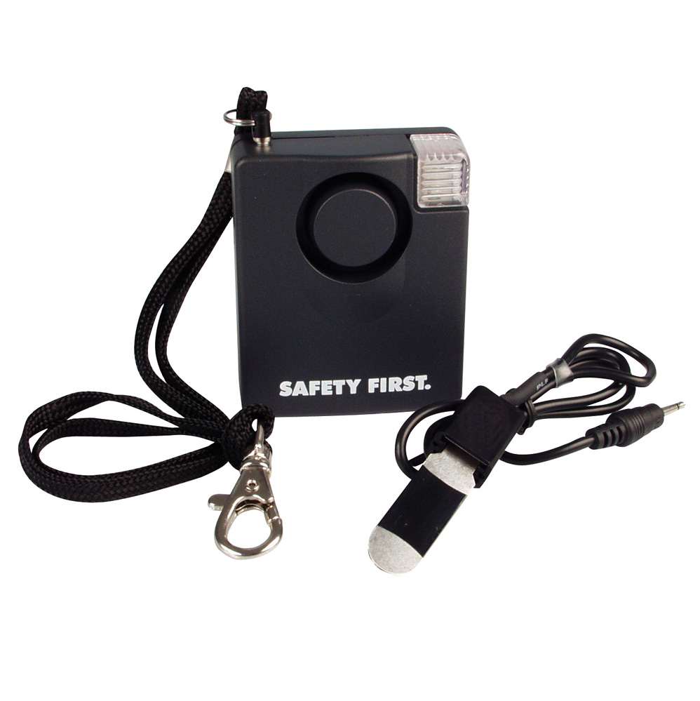 Mobilalarm / ca. 120 dBA / mit LED-Licht / schwarz / inkl. 9 Volt Alkali-Batterie