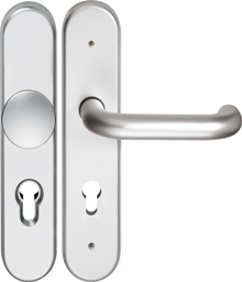 Alu-Schutzwechselgarnitur / F1-elox. / ES0 mit Knopf / 15 mm stark / 72 mm Entfernung