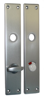 Gegossenes WC-Langschildpaar / Abmessung: 250x53mm Nr. 250/53WC / 78 mm Entfernung / F1-eloxiert