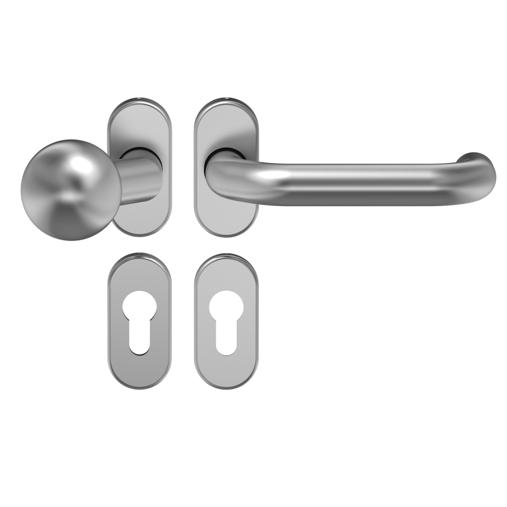 FH-U-Form Rosetten-Wechselgarnitur / 9 mm / Nr.: 387410 / F1-eloxiert / PZ / "oval"