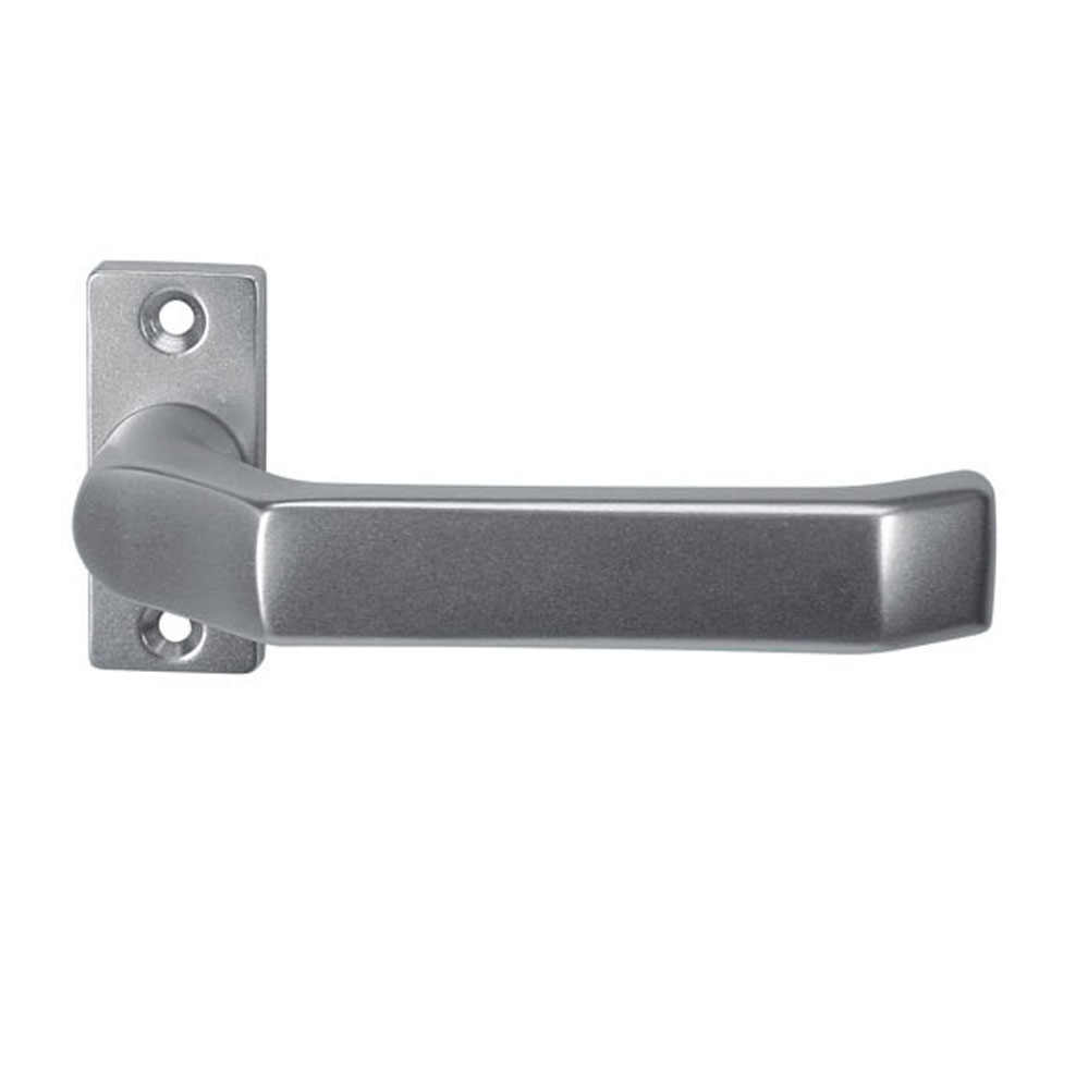 Metalltürdrückerlochteil 8 mm / F1-elox. festdrehbar auf eckiger Guss-Rosette / LA = 50 mm