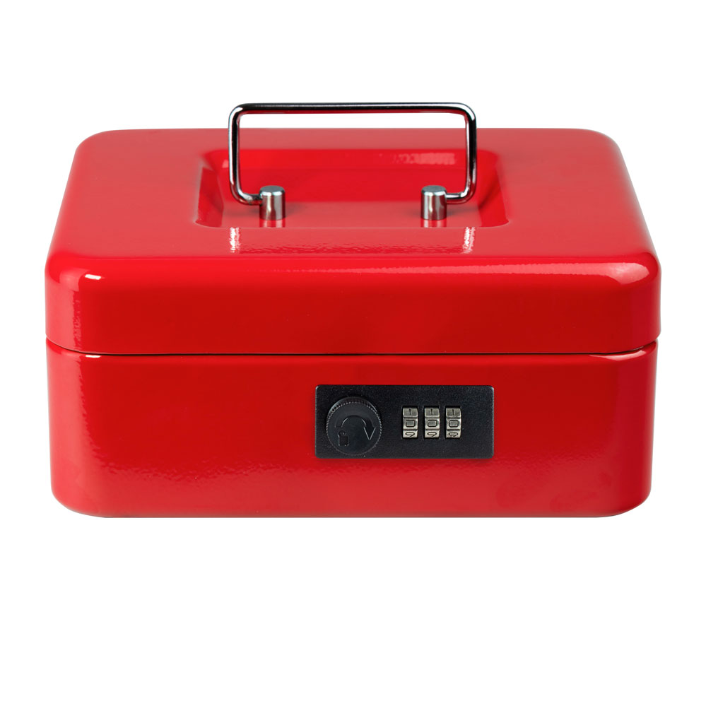 Geldkassette mit 3 stelligen verstellbaren Zahlenkombinationsschloss / rot