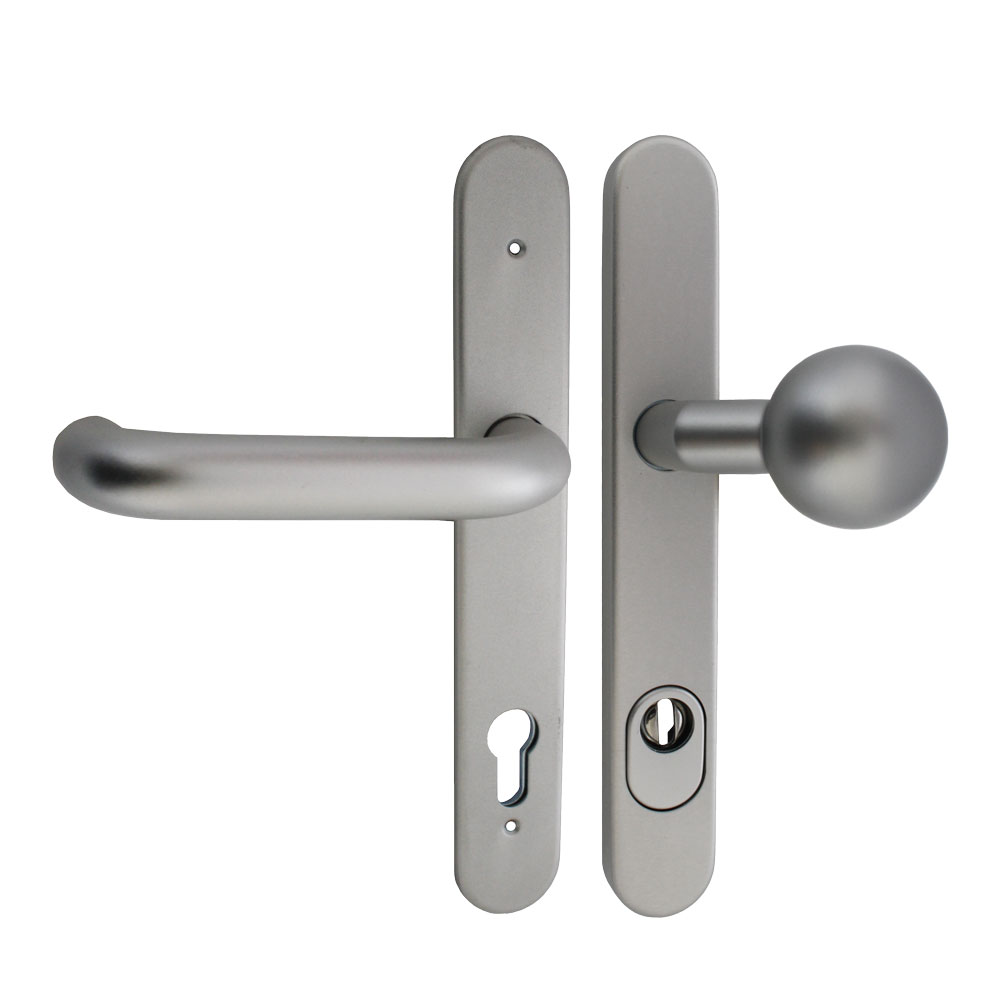 Schmalrahmenschutzgarnitur mit abgekr. Kugelknopf F1 / 9 mm / 92 mm / 8-15 mm Zylindervorstand / ES1