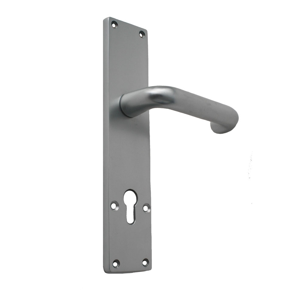 Alu-Guss-Langschild (250x53mm) mit U-Form- Drücker festdrehbar / geb. f. M5-Außenrosette/92mm