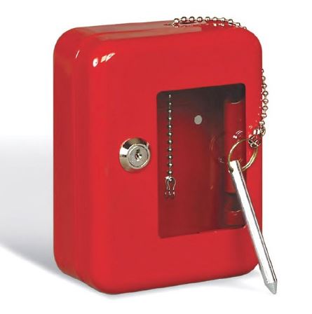 Notschlüsselkasten mit Einschlagstift / rot / mit Glasscheibe / mit 2 Schlüssel / gleichschließend