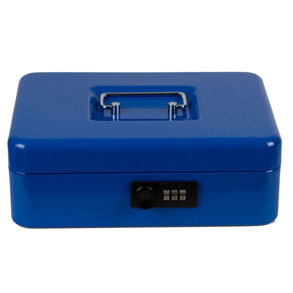 Geldkassette mit 3 stelligen verstellbaren Zahlenkombinationsschloss / blau