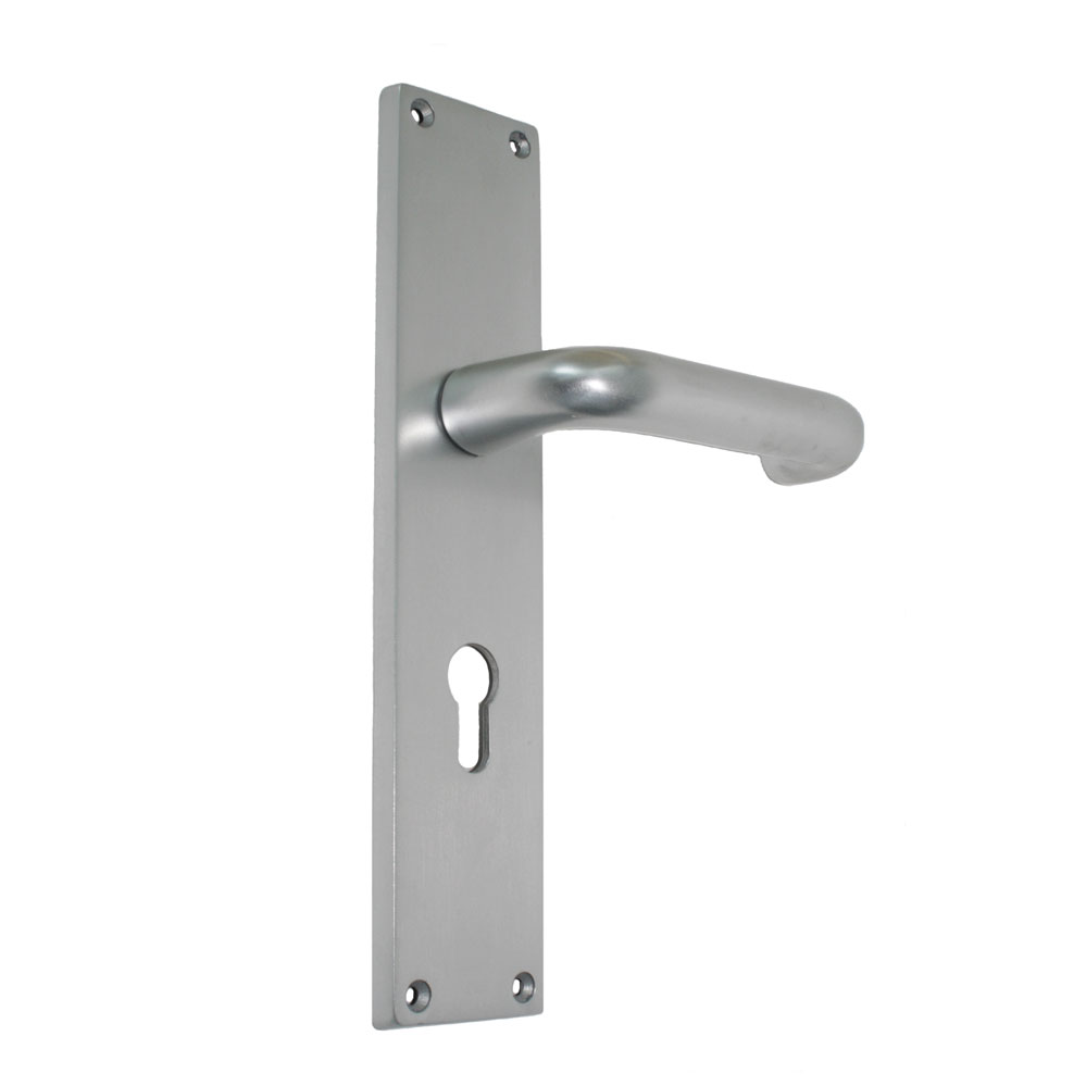 Alu-Guss-Langschild (250x53mm) mit U-Form- Drücker festdrehbar/ F1 / 92 mm / 8mm Vierkant