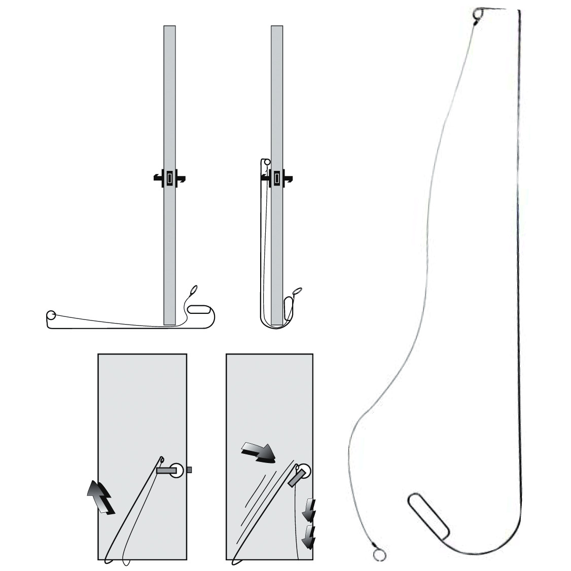 Türklinkenangel aus Stahl / Durchmesser: 3 mm Öffnung über die Türklinke