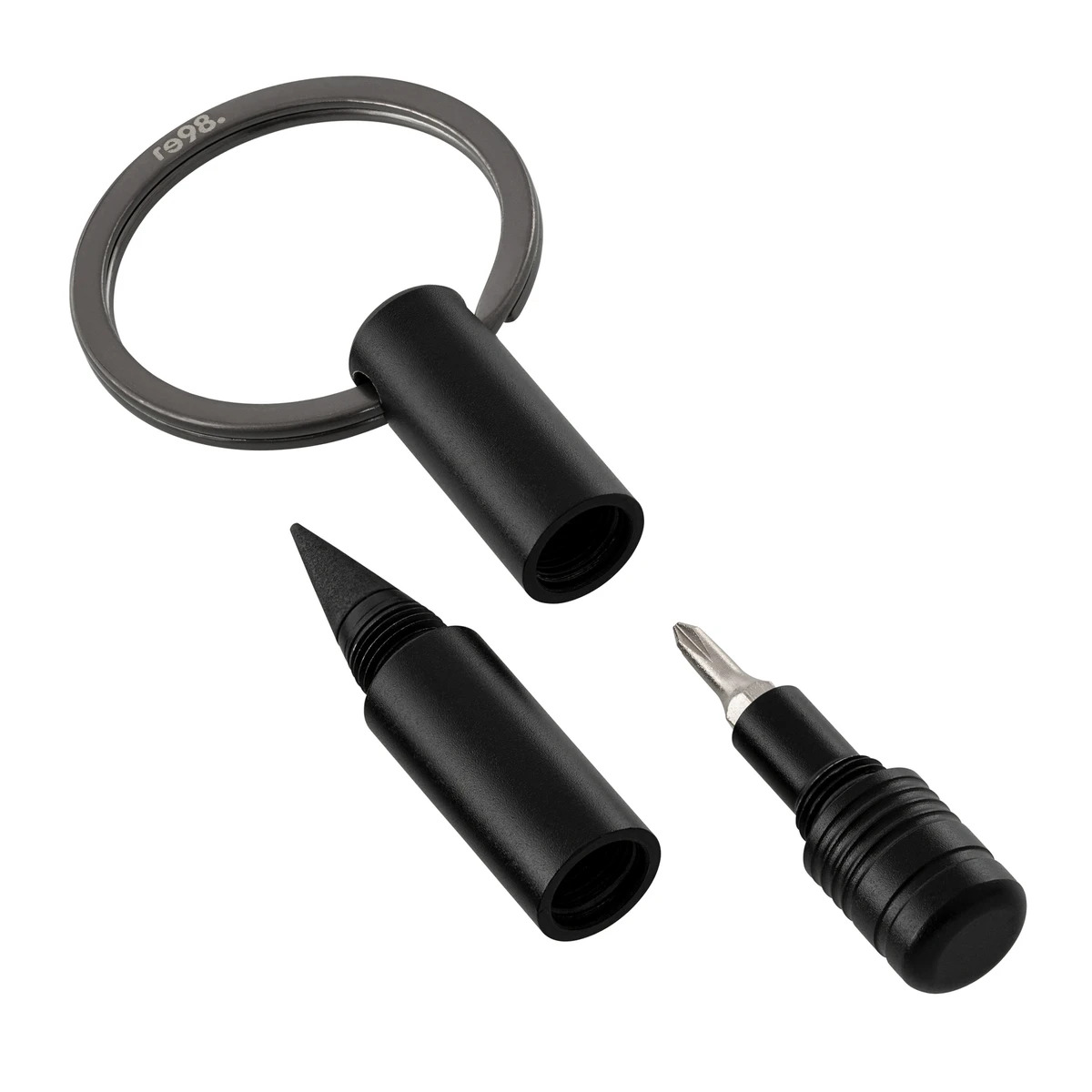 Schlüsselanhänger "3 in 1 - Tool" schwarz / mit Endlos-Schreibspitze und Schraubendreher