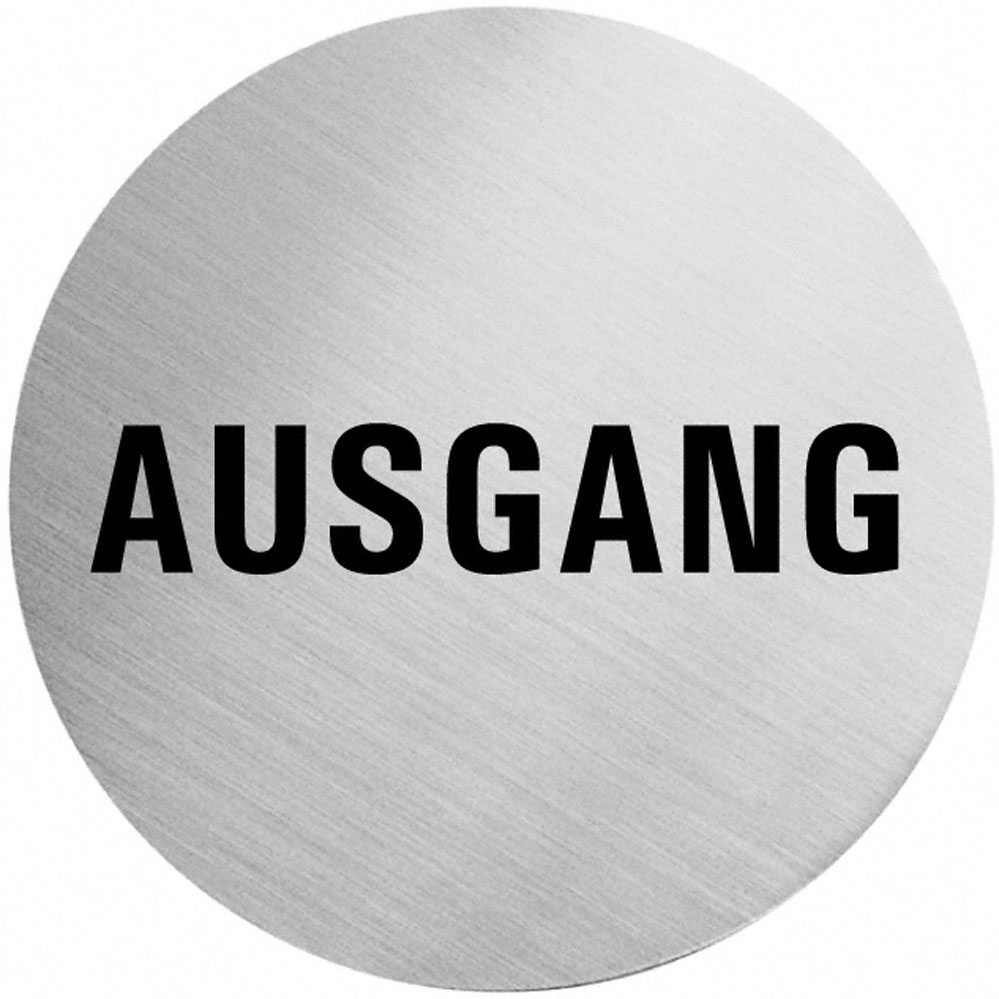 Selbstklebende Türschilder "Ausgang" Art.-Nr.: 7103 EDELSTAHL, 60 mm Durchmesser