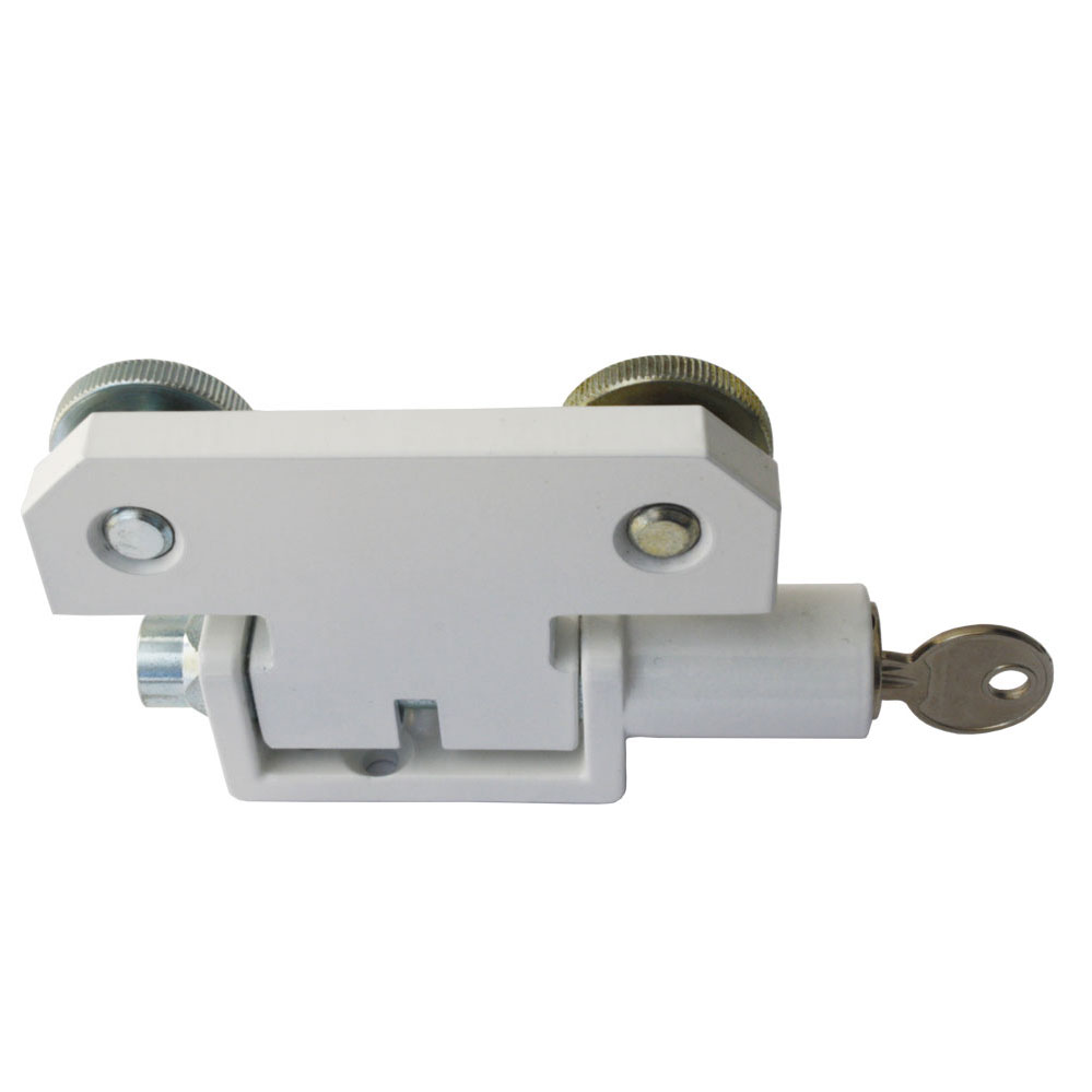 Jumbo-Fenstersicherung aus Stahl Nr. 984 weiß / abschließbar / mit Druckzylinder  Jumbo-Fenstersicherung aus Stahl Nr. 984 weiß / abschließbar / mit Druckzylinder