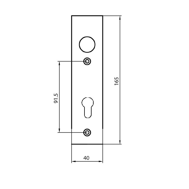 Kurzschildwechselgarnitur / Abm.: 165 x 40 mm PZ-gelocht/ 72 mm Entfernung / F2-eloxiert
