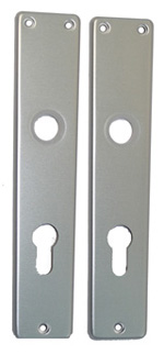 Langschildpaar / Abmessung: 216 x 44/40 mm PZ-gelocht / 72 mm / F1-eloxiert / gepresst