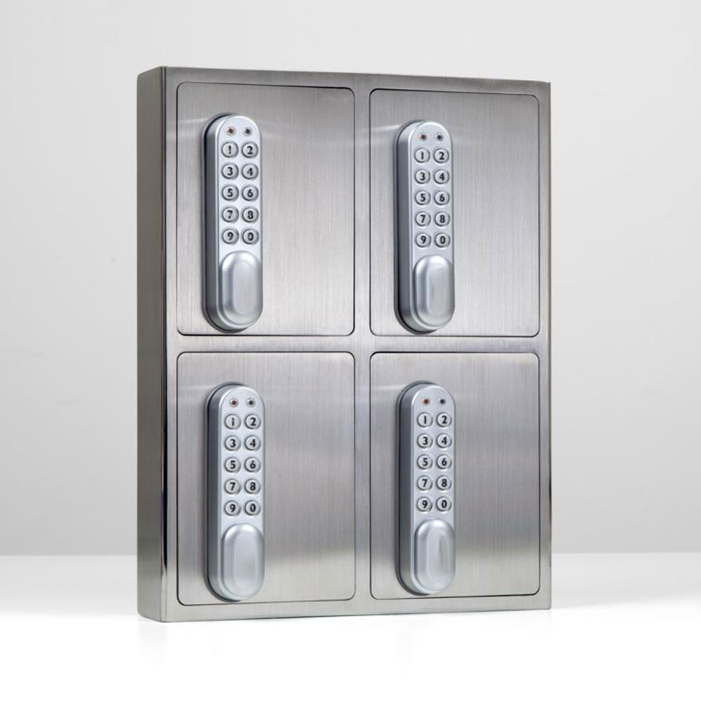 Schlüsselsafe in Edelstahl V2A gebürst Nr. 1420 E 4er Variante / mit Elektronikschloss