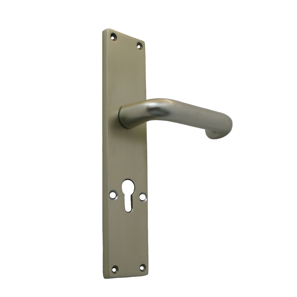 Alu-Guss-Langschild (250x53mm) mit U-Form- Drücker festdrehbar / geb. f. M6-Außenrosette/92mm