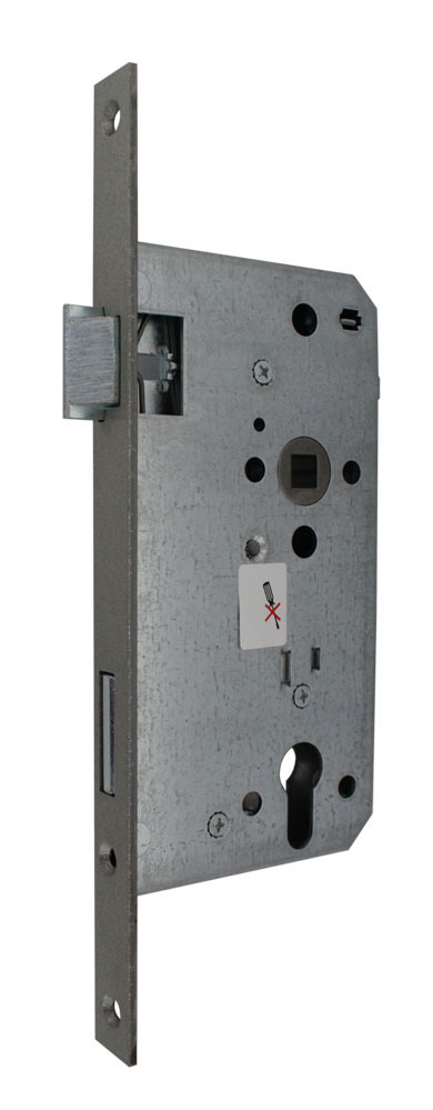 HTR-PZ-Einsteckschloss / 65-Dorn /92mm/10mm/ DLS / Falz / Stulp: Alu-silber-finish: 280x22mm käntig
