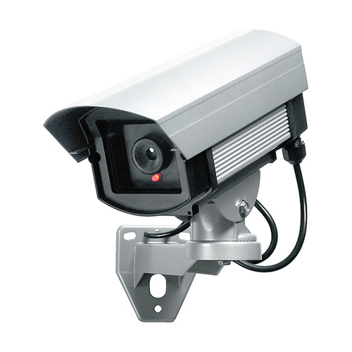 Kamera-Attrappe Nr. KA05 aus Aluminium inkl. Blinklicht, Halterung und Warnaufkleber