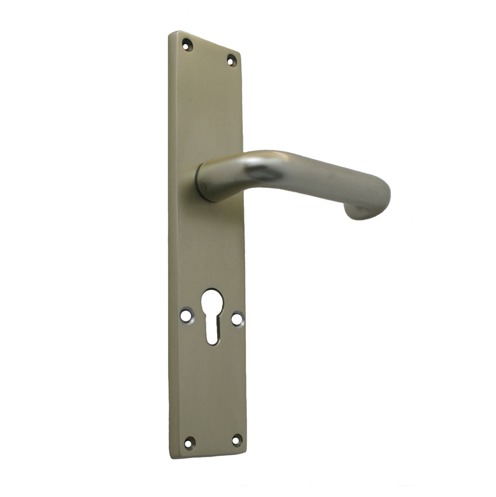 Alu-Guss-Langschild (250x53mm) mit U-Form- Drücker festdrehbar / geb. f. M5-Außenrosette/72mm