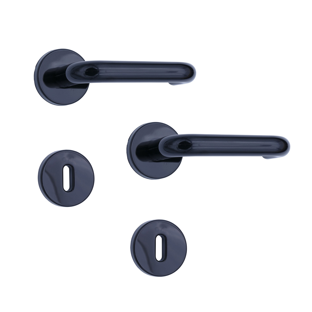 Nylon-Rosetten-BB-Drückergarnitur / Farbe: schwarz mit U-Formdrücker 8 mm / BB-gelocht