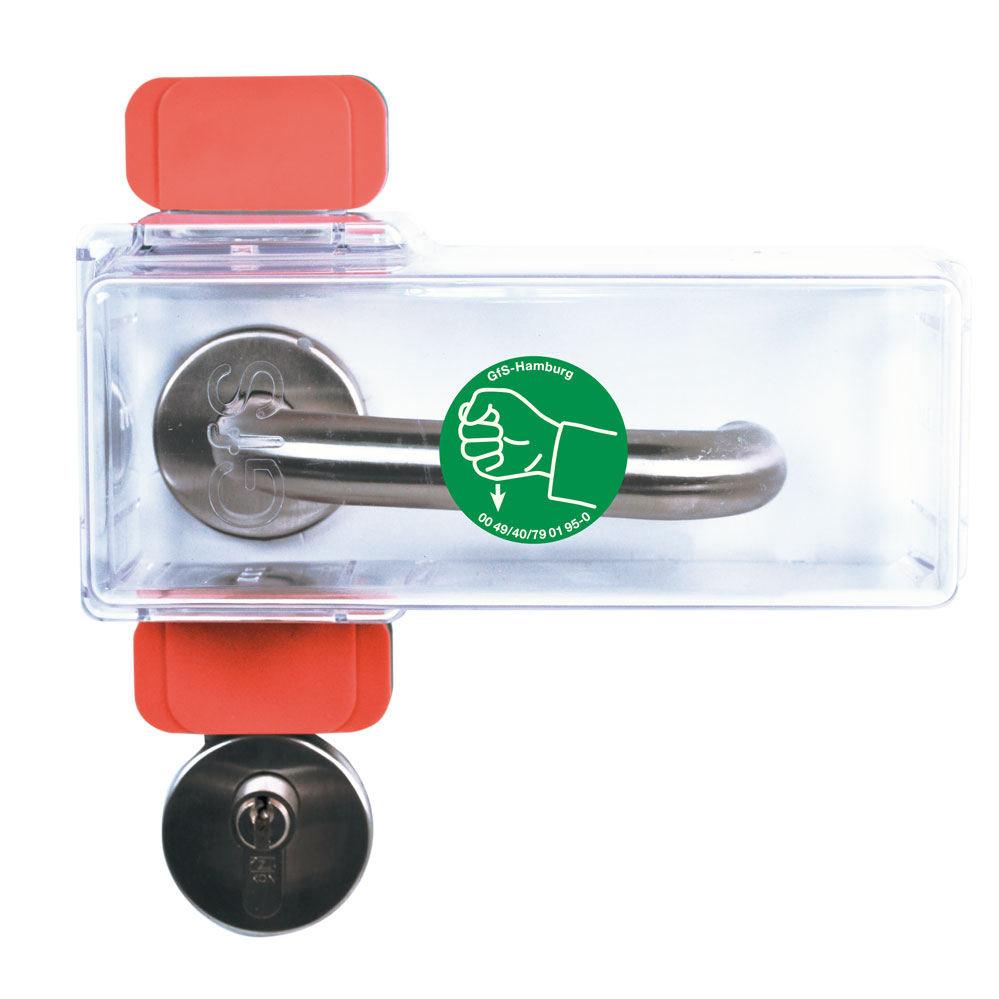 Fluchttürhaube "K" zur Absicherung von Türdrückern / transparent