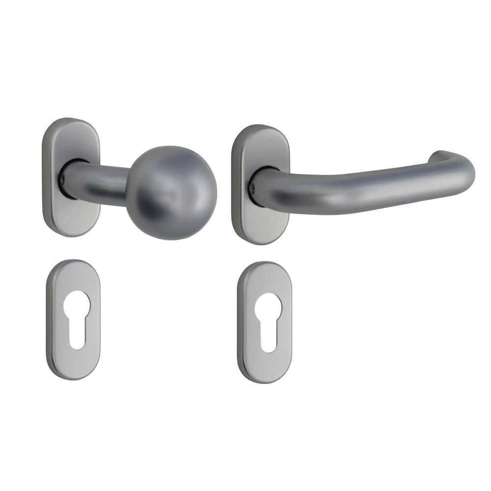 FH-U-Form Rosetten-Wechselgarnitur / 9 mm / Nr.: 387410-D / F1-eloxiert / PZ / "oval"