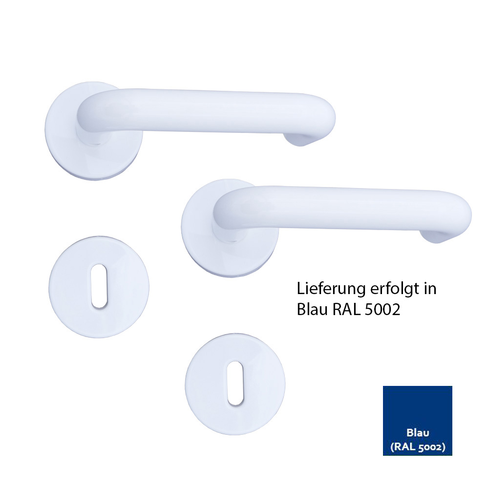 Nylon-Rosetten-BB-Drückergarnitur / Farbe: blau mit U-Formdrücker 8 mm / BB-gelocht