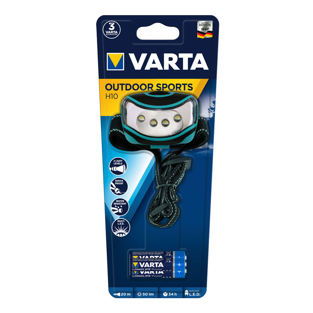 Varta Outdoor SportsHeadlight H10 Kopflampe inkl. 3 x AAA-VARTA-Batterien