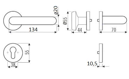 Nylon-Rosetten-Wechselgarnitur / Farbe: grün mit U-Formdrücker 8 mm / PZ-gelocht / DLS