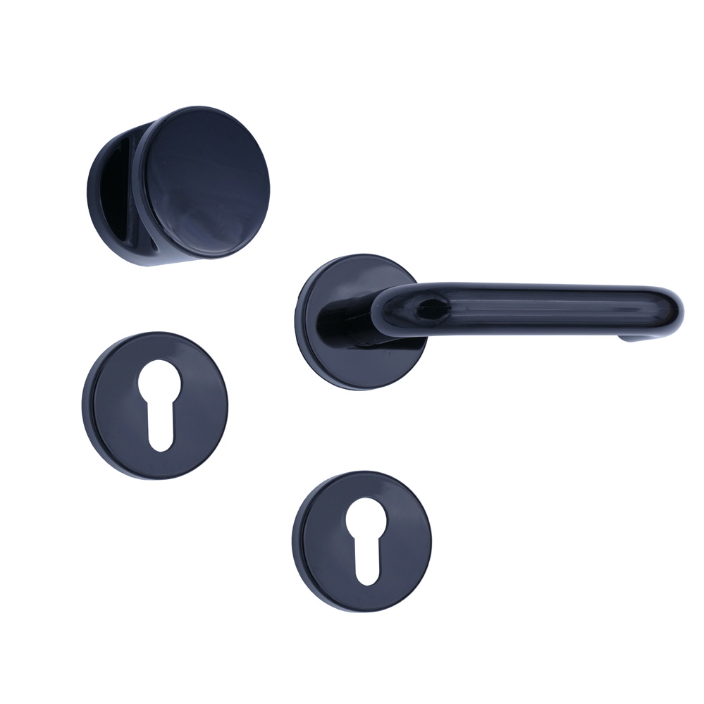 Nylon-Rosetten-Wechselgarnitur / Farbe: schwarz mit U-Formdrücker 8 mm / PZ-gelocht