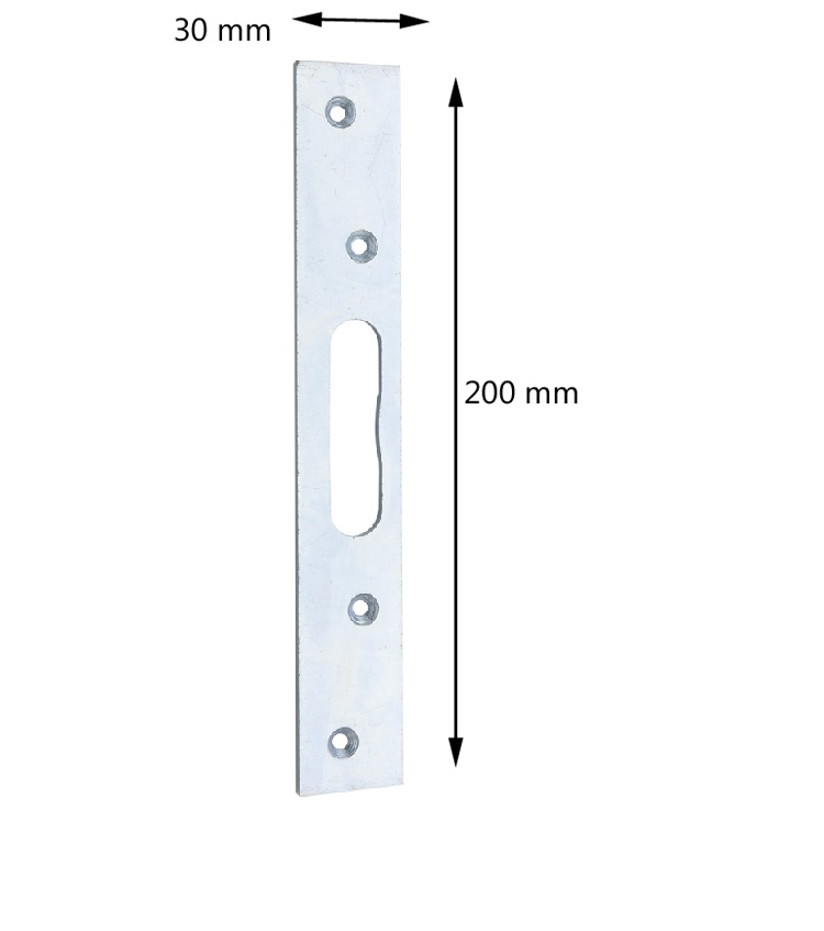 Flachschließblech für Zusatzschlösser mit Riegelloch / 200 x 30 x 3 mm / verzinkt