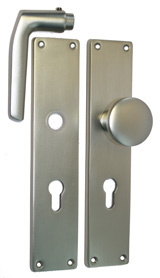 Langschildwechselgarnitur / Abm.: 250 x 53 mm Nr. 250/53WGL/ PZ-gelocht / 72 mm / F2-eloxiert