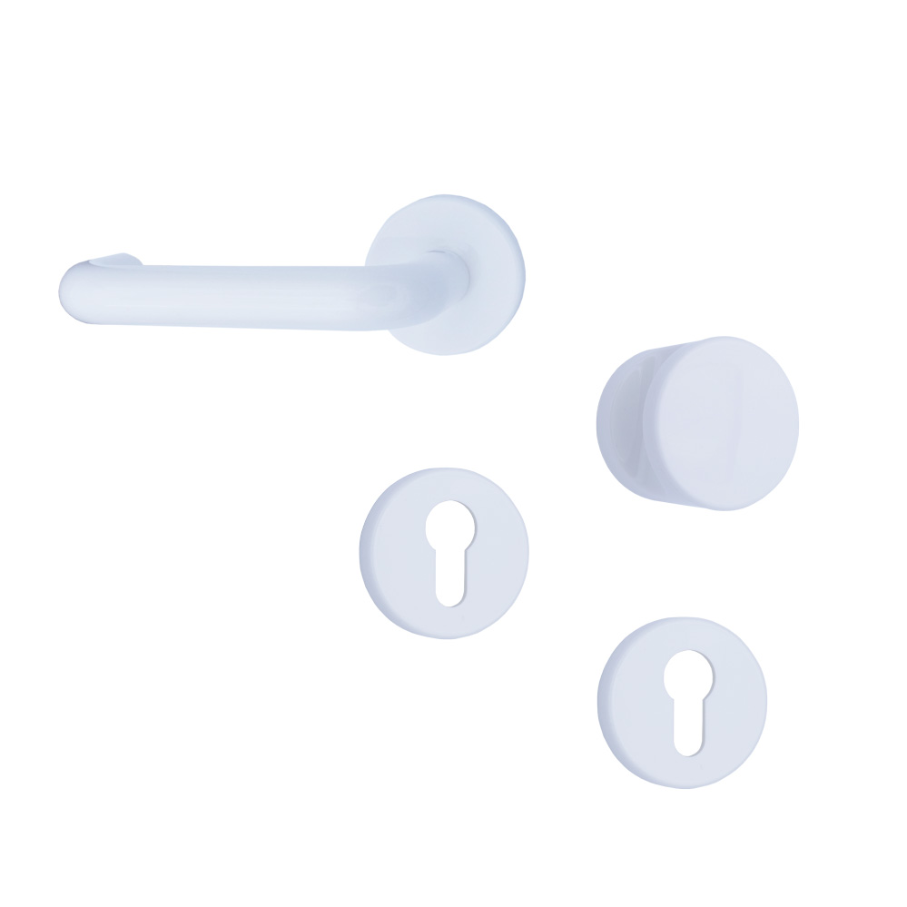 Nylon-Rosetten-Wechselgarnitur / Farbe: weiß mit U-Formdrücker 8 mm / PZ-gelocht / DLS